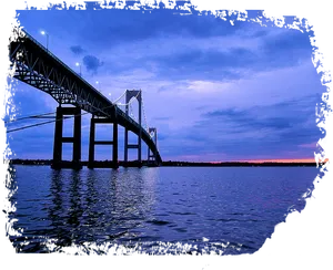 Twilight Suspension Bridge Waterscape.jpg PNG image