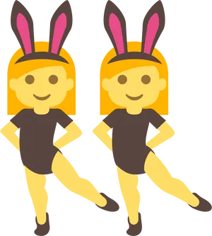 Twin Cartoon Girlswith Bunny Ears PNG image