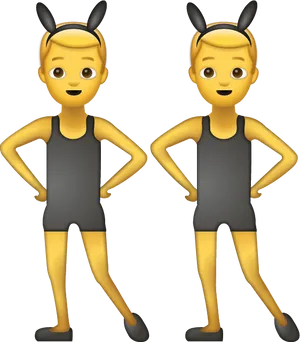 Twin Emoji Bunny Ears Pose PNG image