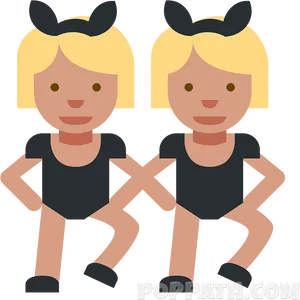 Twin_ Girls_ Cartoon_ Vector PNG image