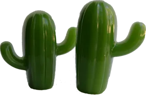 Twin Green Cacti Black Background PNG image