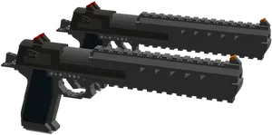 Twin Submachine Guns3 D Model PNG