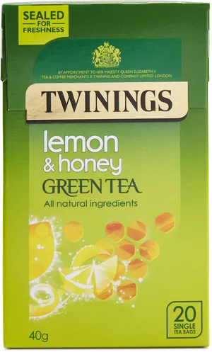 Twinings Lemon Honey Green Tea Box PNG image