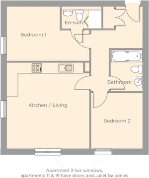 Two Bedroom Apartment Floor Plan PNG image