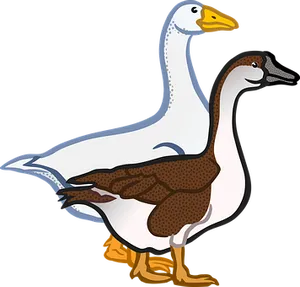 Two Cartoon Geese Illustration