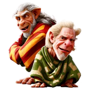 Two Cartoon Trolls Smiling PNG image