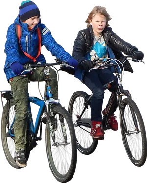Two Children Riding Bicycles