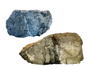 Two Geological Specimenson Black Background PNG image
