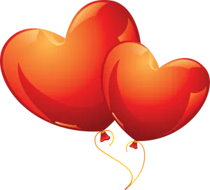 Two Heart Balloons Illustration