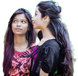 Two Indian Girls Friendly Pose PNG