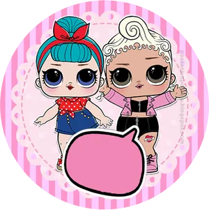 Two L O L Dolls Cartoon Illustration PNG image