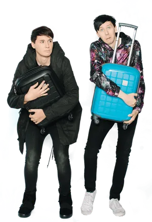 Two Men Holding Luggage PNG image