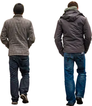 Two Men Standing Back View PNG image