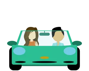 Two People Driving Cartoon PNG