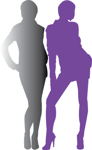 Two People Silhouettes Standing PNG image