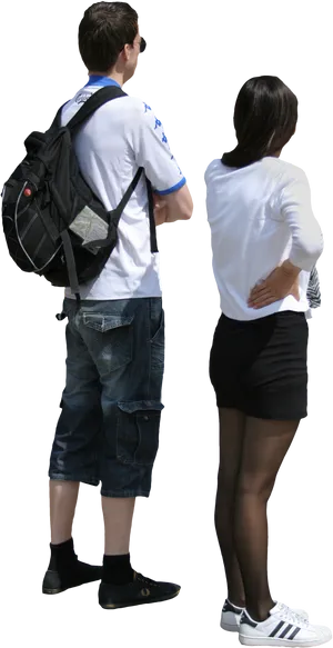 Two People Standing Back View PNG image