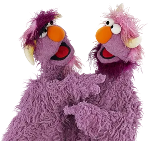 Two Purple Monsters Sesame Street PNG image