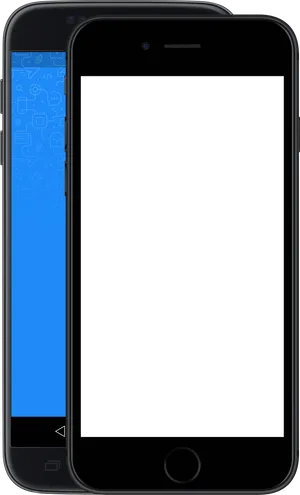 Two Smartphones Blank Screens PNG image