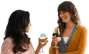 Two Women Cheers With Wine PNG image