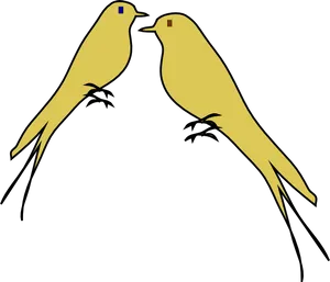 Two Yellow Birds Simple Illustration PNG
