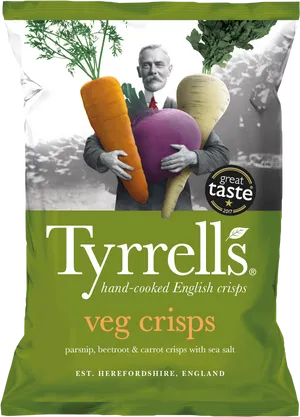 Tyrrells Veg Crisps Package Design PNG