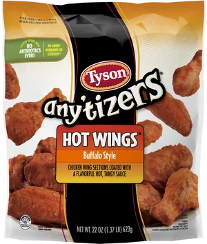 Tyson Anytizers Hot Wings Buffalo Style Package PNG image