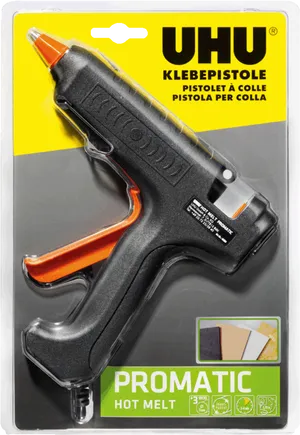 U H U Promatic Hot Melt Glue Gun Packaging PNG