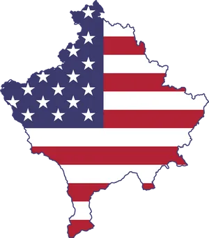 U S A Flag Map Outline PNG