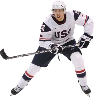U S A Hockey Player In Action PNG