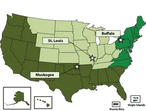 U S A Map Highlighted Cities Stars PNG