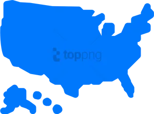U S A Map Silhouette Blue PNG