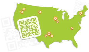 U S A Mapwith Q R Codeand Location Pins PNG image