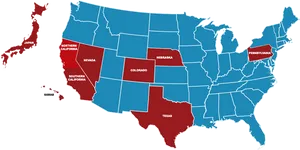 U S A Mapwith Selected States Highlighted PNG