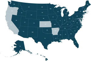 U S A States Map Dark Background PNG