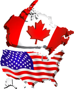 U S Aand Canada Flagson Maps PNG image