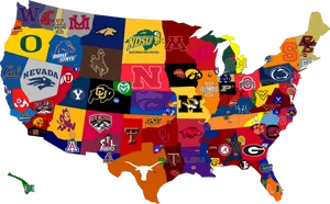 U S College Football Teams Map