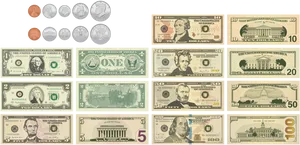 U S Currency Coinsand Bills PNG image