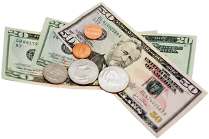 U S Currency Notesand Coins PNG image
