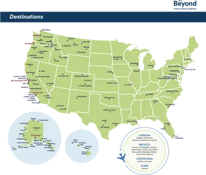 U S Flight Destinations Map PNG image