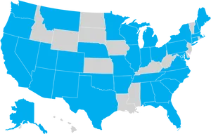 U S Map Blueand Gray States PNG image