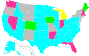 U S Map Color Coded Regions PNG image