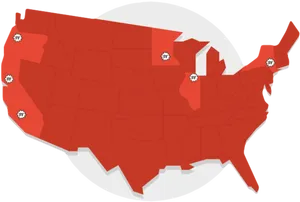 U S Map Red States Police Badges PNG image
