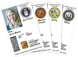 U S Military Branch I D Cards PNG image