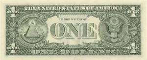 U S One Dollar Bill Reverse PNG image