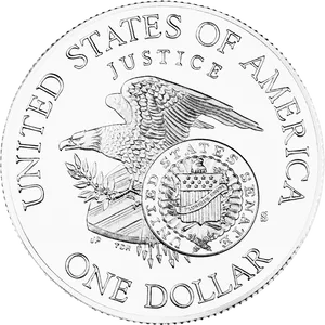 U S One Dollar Coin Reverse Side PNG