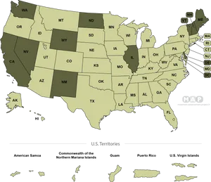 U S Statesand Territories Map PNG image