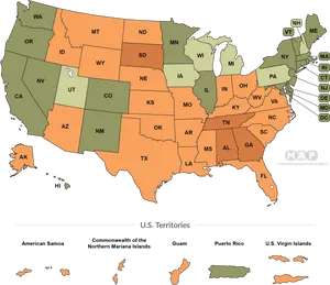 U S Statesand Territories Map PNG