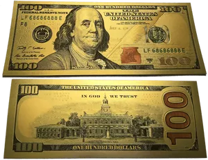 U S100 Dollar Bill Frontand Back PNG image