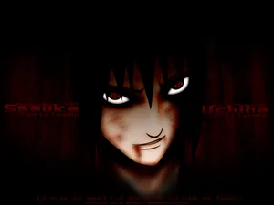 Uchiha Sasuke Red Eyes Dark Artwork PNG image