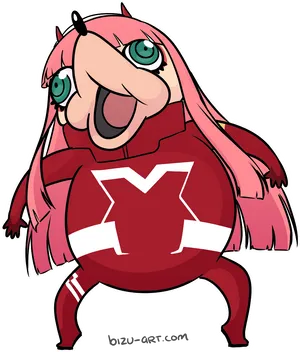 Ugandan Knuckles Zero Two Fusion PNG image